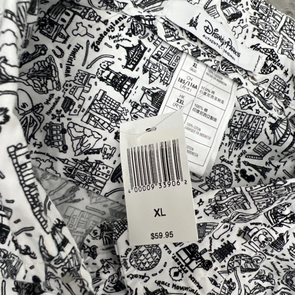 Men's Black and White Patterned Disney Shirt - Picture 4 of 6